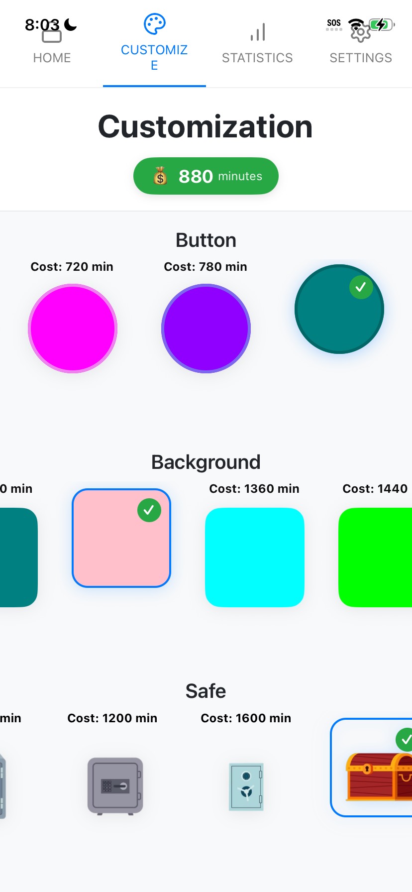 Customize your app with earned currency